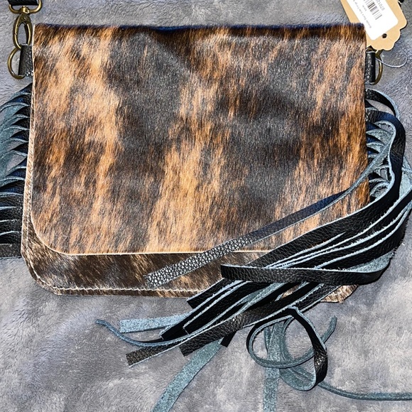 Myra Bag Handbags - Brindle cow hide side tote